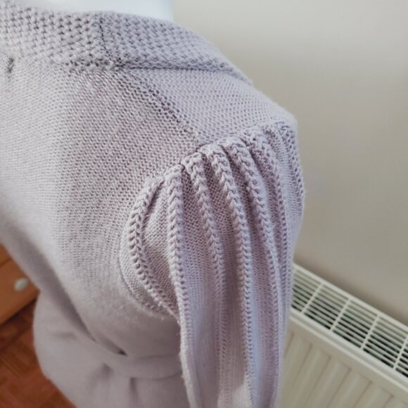 Vintage Y2K Costa Blanca Tie Waist Puff Sleeve Cardigan- Light Taupe/Lilac- XS - Picture 9 of 16